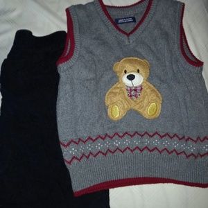 Teddy bear vest and corduroy pants set